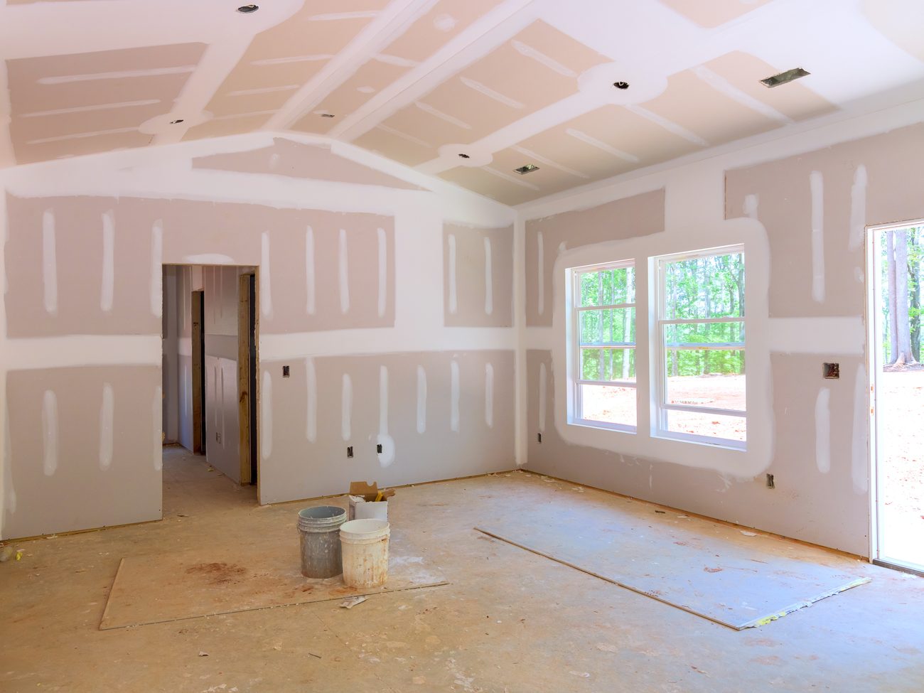 Hung drywall ready for finishing